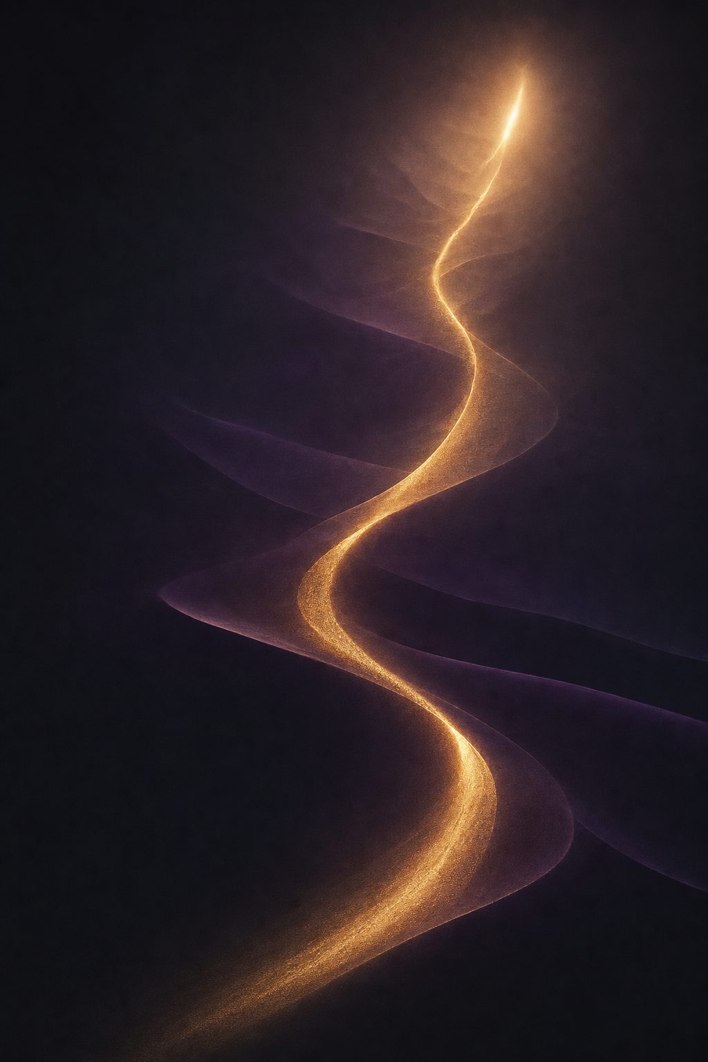 Abstract illustration of a single glowing path rising through layered planes, evoking progress toward a goal